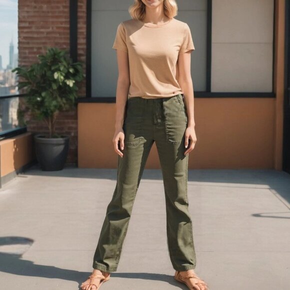 Banana Republic Army Olive Green Cotton Canvas Women’s Sz 29 - Picture 1 of 7
